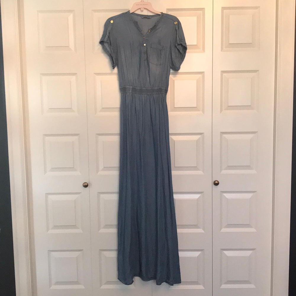 Women’s Mango Short Sleeve Denim Sz XS Maxi Dress